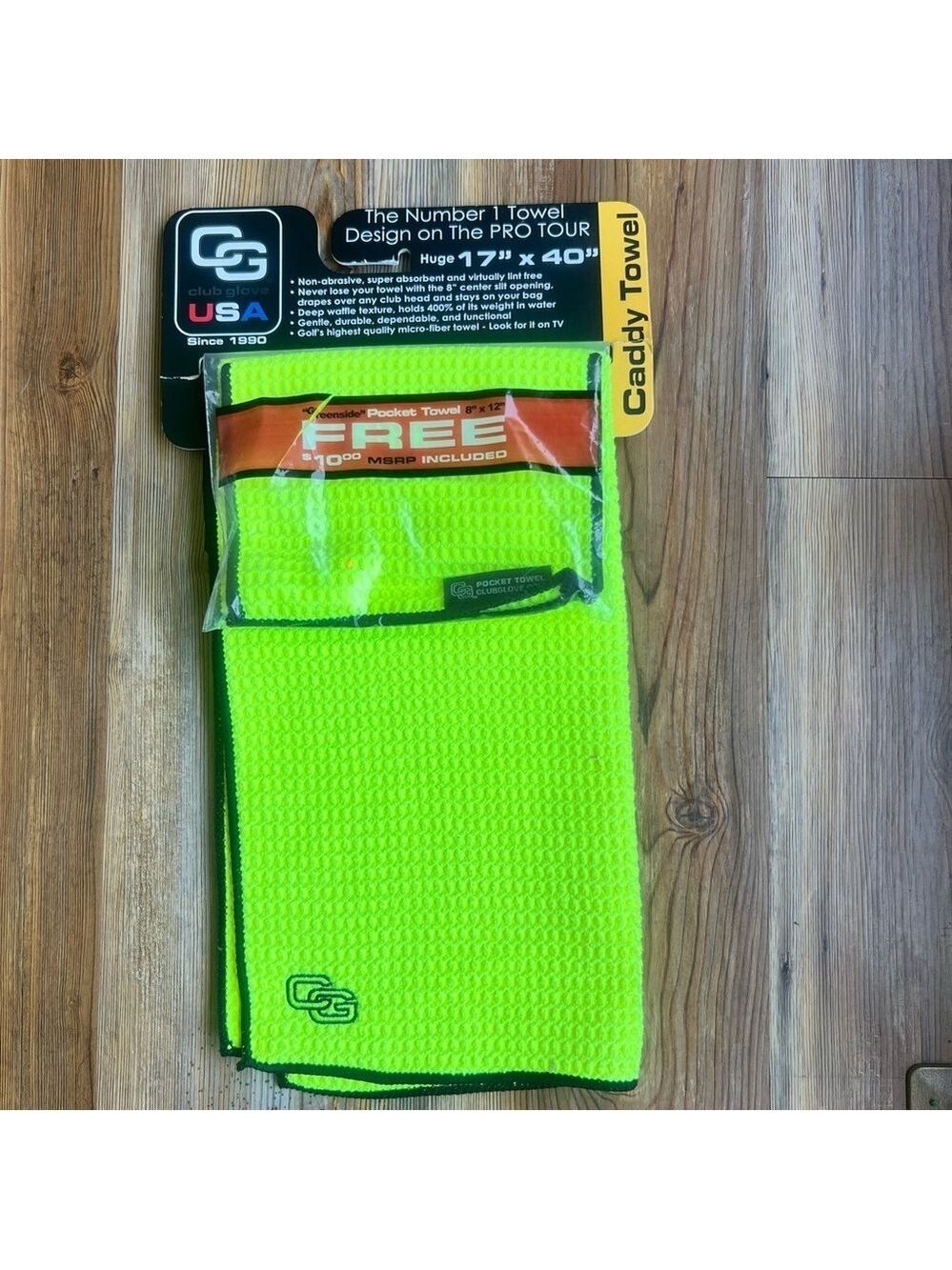 Club Glove USA 17 x 40 Caddy Towel with Bonus Pocket Towel 8 x 12